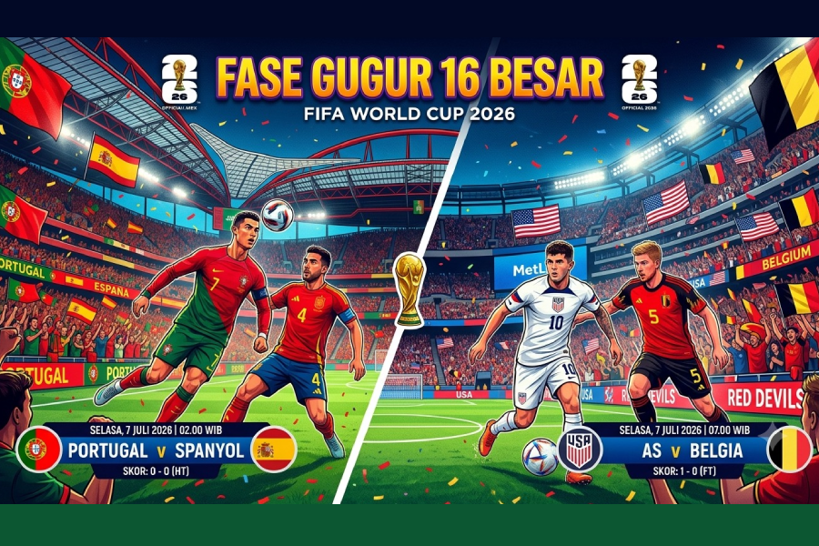 Duel Raksasa di 16 Besar Piala Dunia 2026, Portugal vs Spanyol, AS Jumpa Belgia