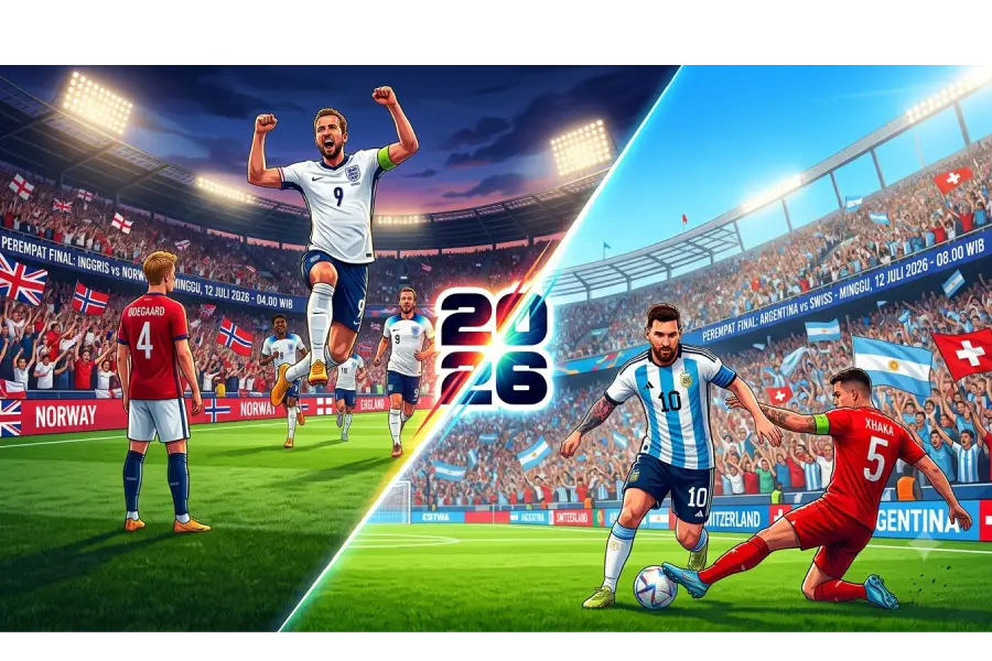 Duel Raksasa Menuju Semifinal! Inggris Tantang Norwegia, Argentina Hadapi Swiss di Perempat Final Piala Dunia 2026