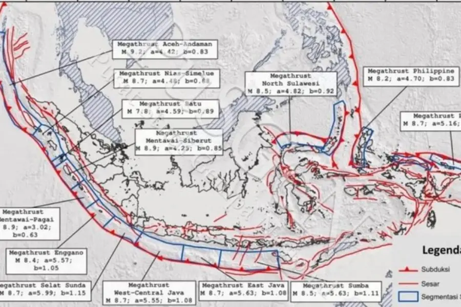 Waspada 16 Zona Megathrust di Indonesia 16 Zona Megathrust di Indonesia/Dok ITS