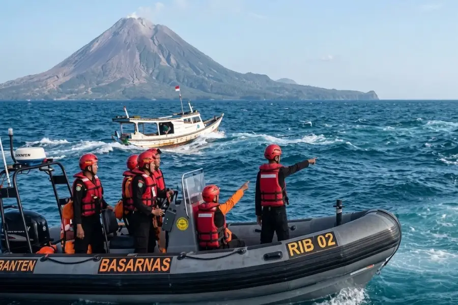 Pencarian 5 Jurnalis hilang kontak meliput Gunung Anak Krakatau/Dok Metro TV