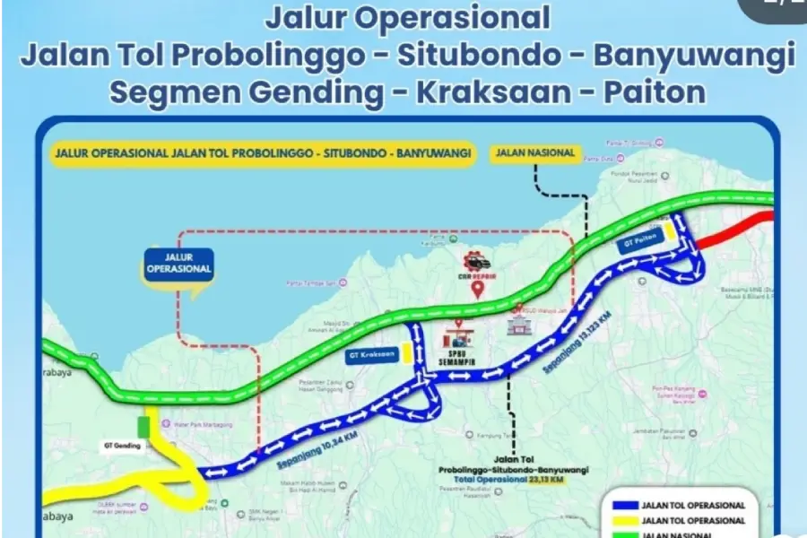 Gratis 14 Hari, Ini Daftar Tarif Tol Gending-Paiton Mulai 14 Oktober 2026 Ruas Jalan Tol Probolinggo-Situbondo-Banyuwangi/Dok Jasa Marga