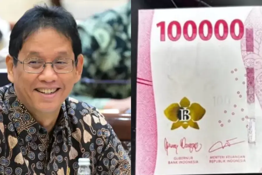 Uang Rp100 Ribu Bertanda Tangan Purbaya Mendadak Diburu Kolektor, Cek Dompet Anda! Purbaya dan Uang Rp 100 ribu disertai tanda tangan/Dok Ayobandung