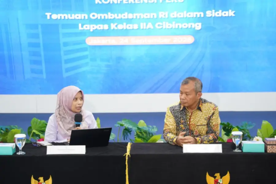 Klaster Mewah Lapas Cibinong Disorot, KPK Ikut Pantau-5 Pejabat Dinonaktifkan Ombudsman gelar konferensi pers temuan di Lapas Cibinong/Dok Ombudsman