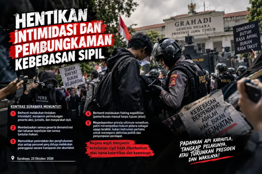 KontraS Surabaya: Hentikan Intimidasi dan Pembungkaman Kebebasan Sipil