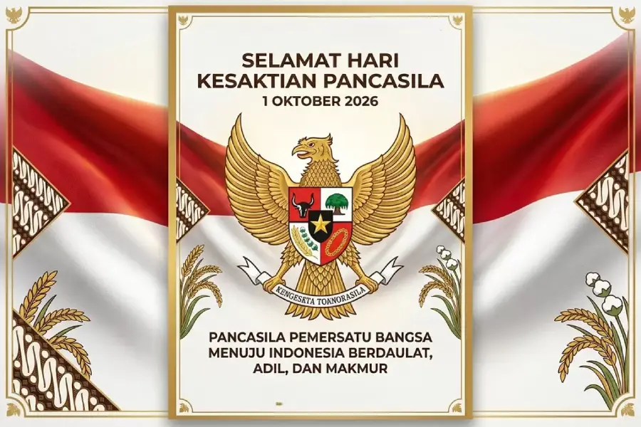 1 Oktober Hari Kesaktian Pancasila, Ini Sejarah dan Maknanya Poster Hari Kesaktian Pancasila 2026 (Generate AI Info Indonesia )